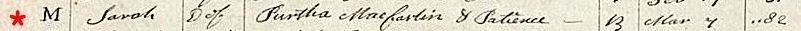 Sarah Mackfarlin B 1682March7